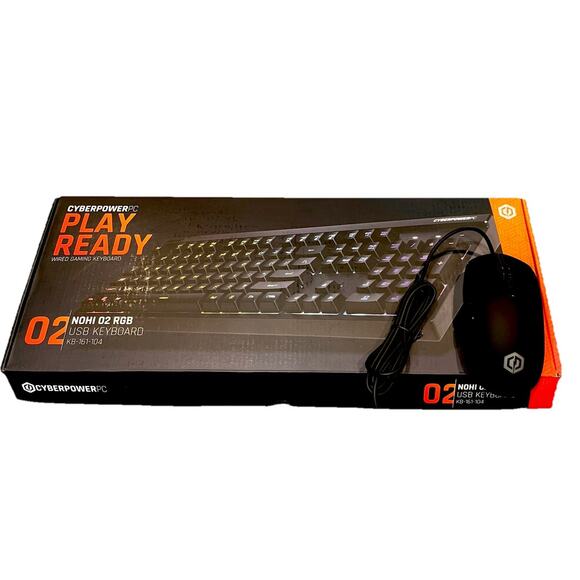 CyberPower PC Play Ready LED Wired Gaming Keyboard 02 RGB NOHI KB-161-104 - Picture 2 of 8